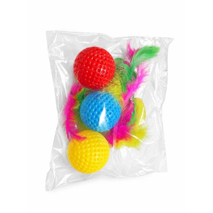 PELOTA PARA GATO CON PLUMA X3